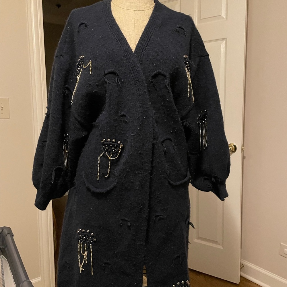 Nordstrom Black Embellished Coat